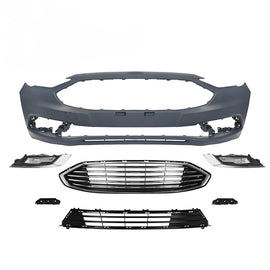 2017-2018 Ford Fusion | Front Bumper Cover Grille Assembly Kit Set w/ Fog Light | OEM Fit