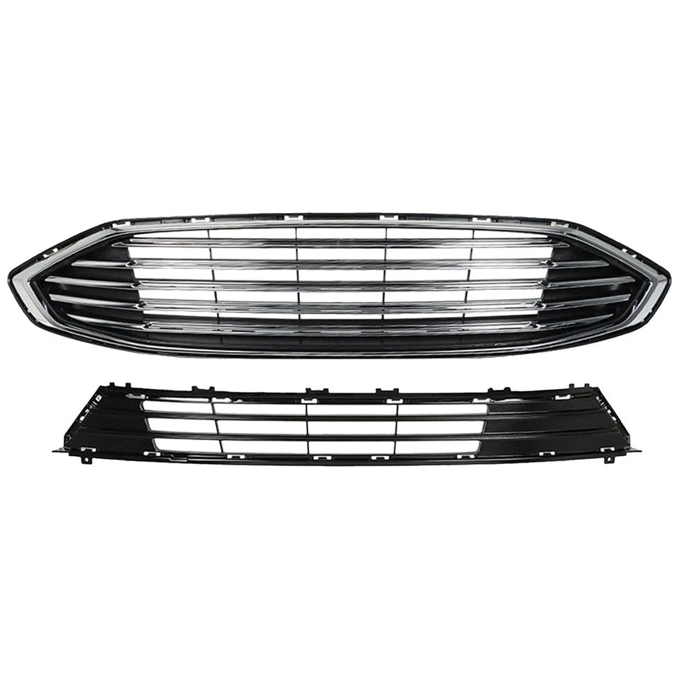 2017-2018 Ford Fusion | Front Bumper Cover Grille Assembly Kit Set w/ Fog Light | OEM Fit