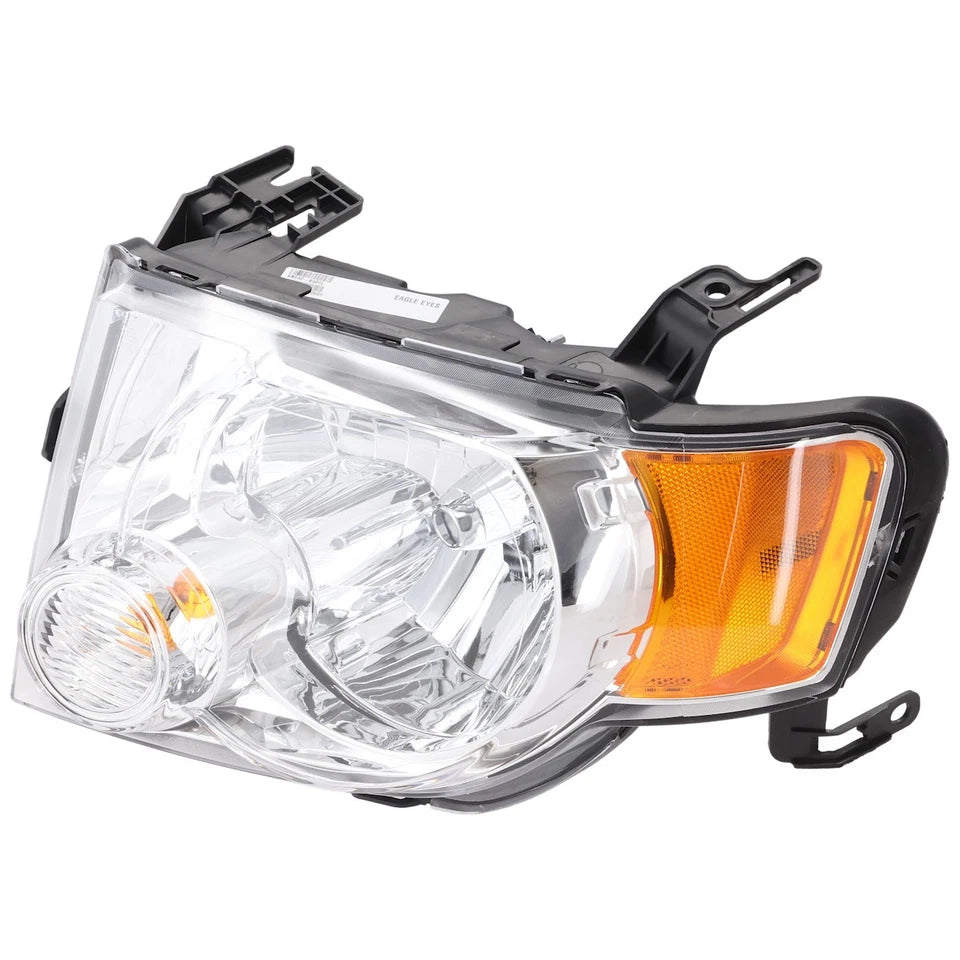 2008–2012 Ford Escape SUV Chrome Headlights Assembly W/ Amber Corner Lamps Pair | OEM Fit