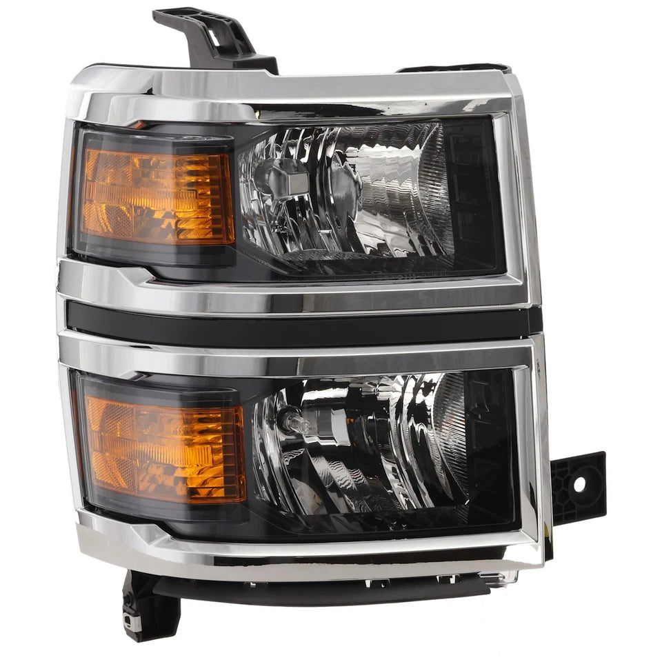 2014–2015 Chevrolet Silverado 1500 Headlight Set LT / WT Halogen Chrome | OEM Fit