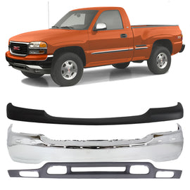 1999-2002 GMC Sierra / 2000-2006 Yukon Front Bumper Chrome & Lower Valance Textured Kit | OEM Fit