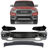 Front Bumper Face Bar Chrome & Valance Textured Kit For 2019-2024 RAM 1500