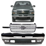 Front Bumper Chrome & Valance Kit For 2003-2007 Chevrolet Silverado 1500 2500