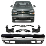 Front Bumper Chrome & Brackets Kit For 2003-2007 Chevrolet Silverado 1500 2500 HD