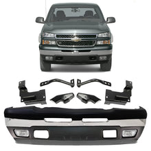 Load image into Gallery viewer, Front Bumper Chrome &amp; Brackets Kit For 2003-2007 Chevrolet Silverado 1500 2500 HD