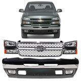 Front Bumper Chrome & Headlight Kit For 2003-2007 Chevrolet Silverado 1500 2500