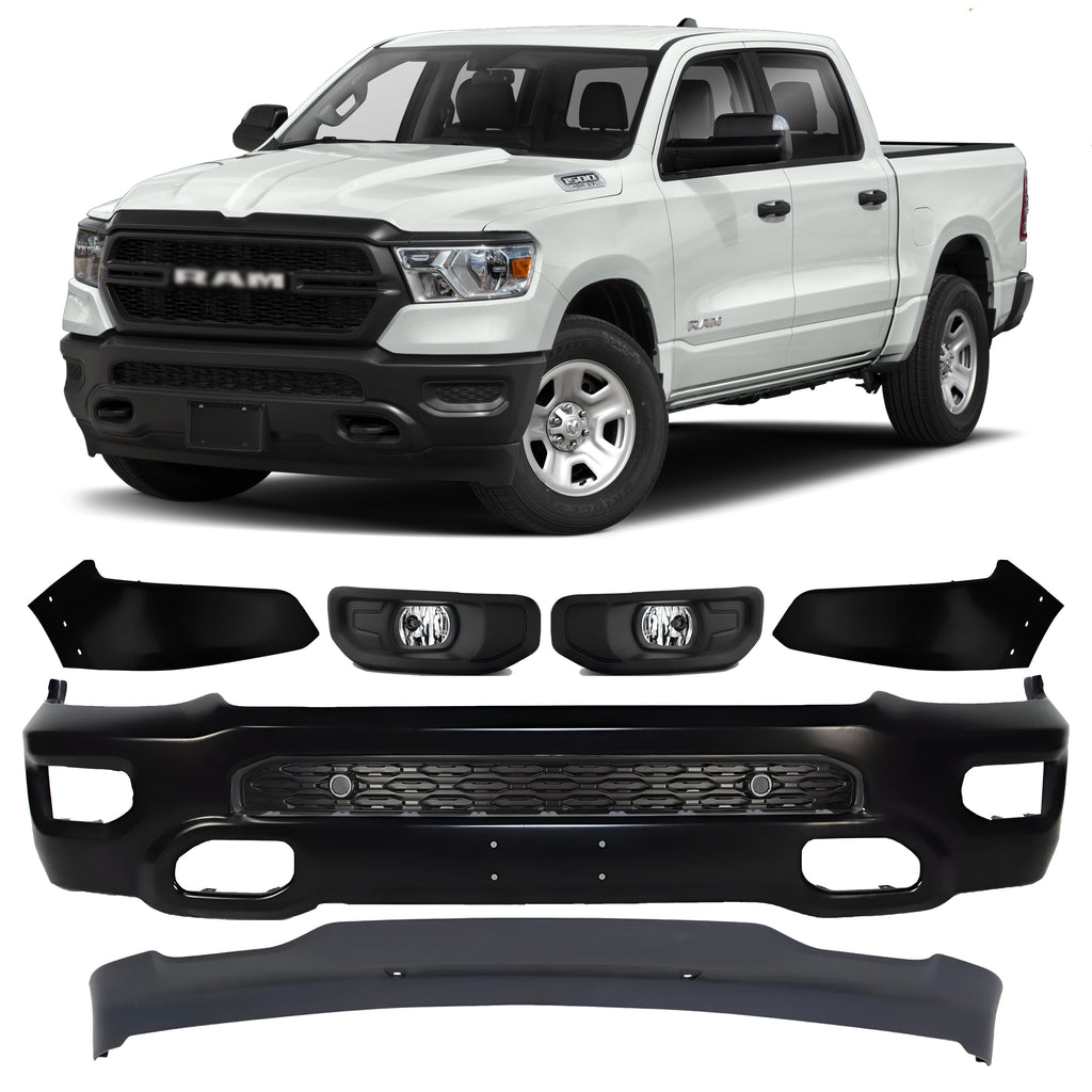 Front Bumper Face Bar Primed & Valance Textured Kit For 2019-2024 Ram 1500