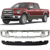 Front Bumper Chrome & Lower Valance Textured Kit For 2015-2017 Ford F-150 Truck