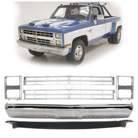 1985-1988 Chevrolet C/K-Series Front Bumper Chrome & Grille Assembly Kit | OEM Fit