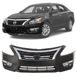 2013-2015 Nissan Altima Front Bumper Cover Primed & Fog Lights Assembly Kit | OEM Fit