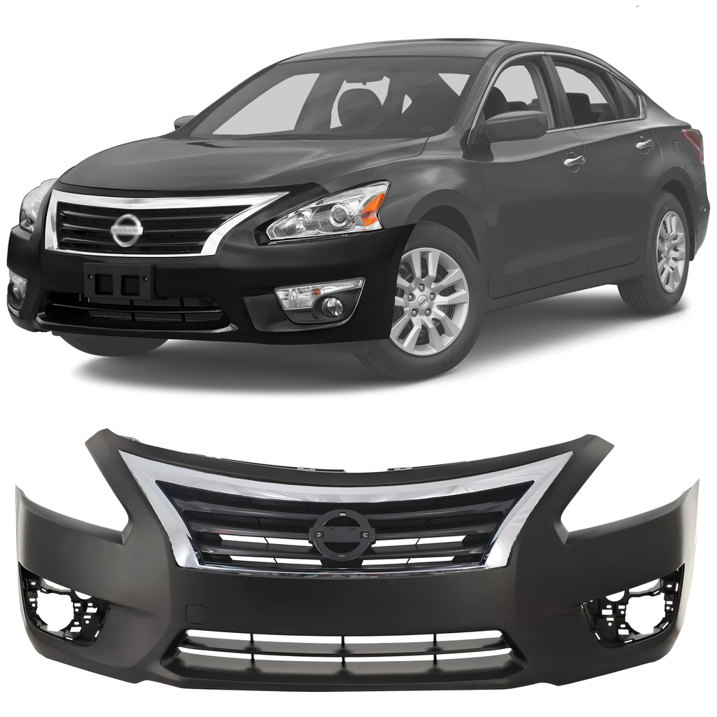 Front Bumper Cover Primed & Grille Assembly Kit For 2013-2015 Nissan Altima Sedan