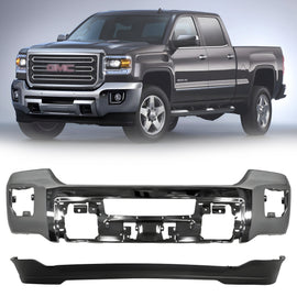 2015-2019 GMC Sierra 2500 HD 3500 HD Front Bumper Face Bar Chrome Steel& Valance Textured Kit | OEM Fit