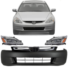 Load image into Gallery viewer, Front Bumper Cover Primed &amp; Headlight Assembly Kit For 2003-2005 Honda Accord