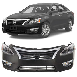 2013-2015 Nissan Altima Sedan Front Bumper Cover Primed & Headlight Assembly Kit | OEM Fit