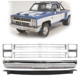 Front Bumper Chrome & Grille Assembly Kit For 1985-1988 Chevrolet C/K-Series