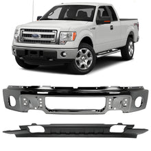 Load image into Gallery viewer, Front Bumper Face Bar Chrome Steel &amp; Valance Textured Black Kit For 2009-2014 Ford F-150