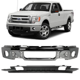 Front Bumper Face Bar Chrome Steel & Valance Textured Black Kit For 2009-2014 Ford F-150