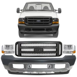 1999-2004 Ford F-250 Super Duty Front Bumper Primed & Grille Assembly Kit | OEM Fit