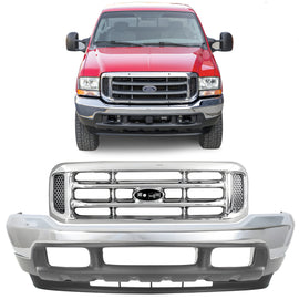 1999-2004 Ford F-250 Super Duty Front Bumper Chrome & Grille Assembly Kit | OEM Fit