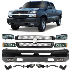 2003-2007 Chevrolet Silverado 1500 Front Bumper Primed & Headlights Assembly Kit | OEM Fit