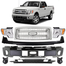 Load image into Gallery viewer, Front Bumper Chrome Steel &amp; Headlights Assembly Kit For 2009-2014 Ford F-150