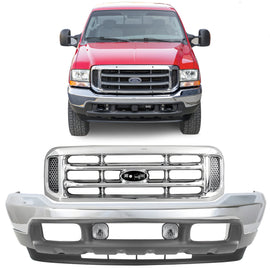 1999-2004 Ford F-250 Super Duty Front Bumper Chrome & Grille Assembly Kit | OEM Fit