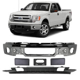 Front Bumper Chrome Steel & Valance Textured Black Kit For 2009-2014 Ford F-150