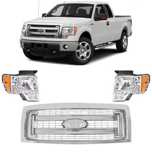 Load image into Gallery viewer, Front Grille Assembly Chrome &amp; Headlight Assembly Kit For 2009-2014 Ford F-150