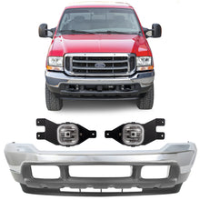 Load image into Gallery viewer, Front Bumper Chrome &amp; Fog Lights Kit For 1999-2004 Ford F-250 Super Duty and 350