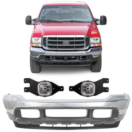 1999-2004 Ford F-250 Super Duty and 350 Front Bumper Chrome & Fog Lights Kit | OEM Fit