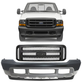 1999-2004 Ford F-250 Super Duty Front Bumper Primed & Grille Assembly Kit | OEM Fit