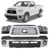 Front Bumper Chrome Steel & Headlight Assembly Kit For 2007-2009 Toyota Tundra