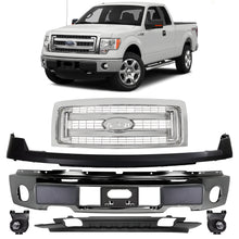 Load image into Gallery viewer, Front Bumper Chrome Steel &amp; Grille Assembly Chrome Kit For 2009-2014 Ford F-150