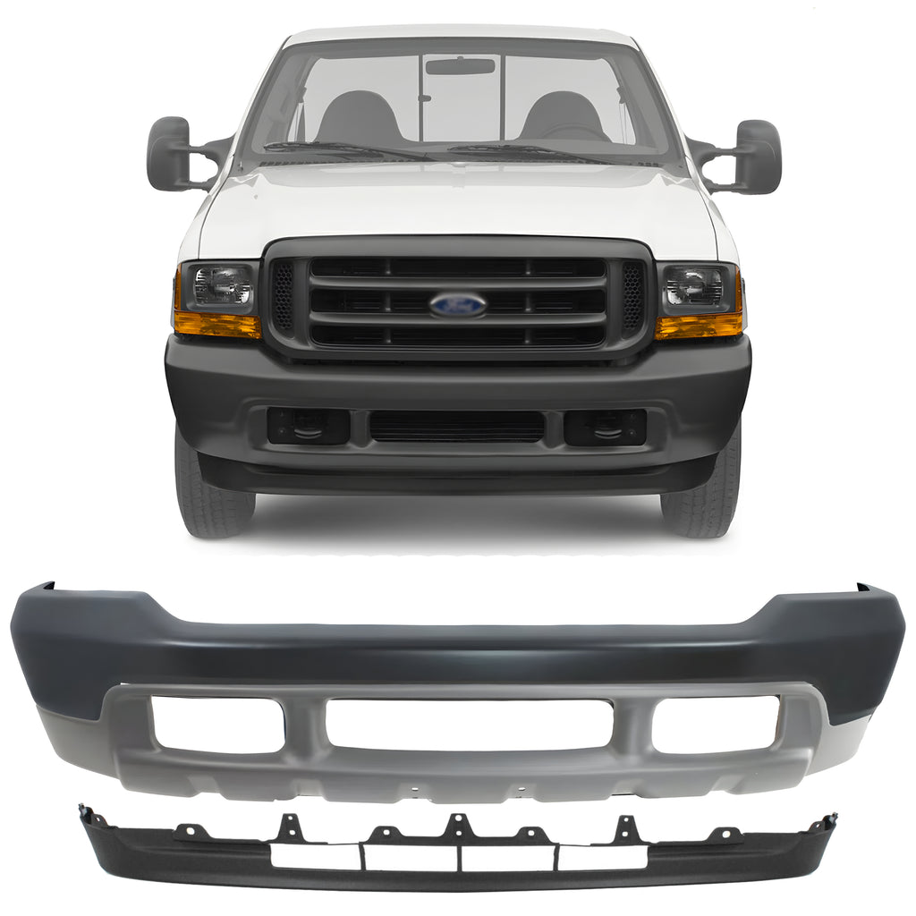 Front Bumper Primed & Valance Textured Kit For 1999-2004 Ford F-250 Super Duty and 350