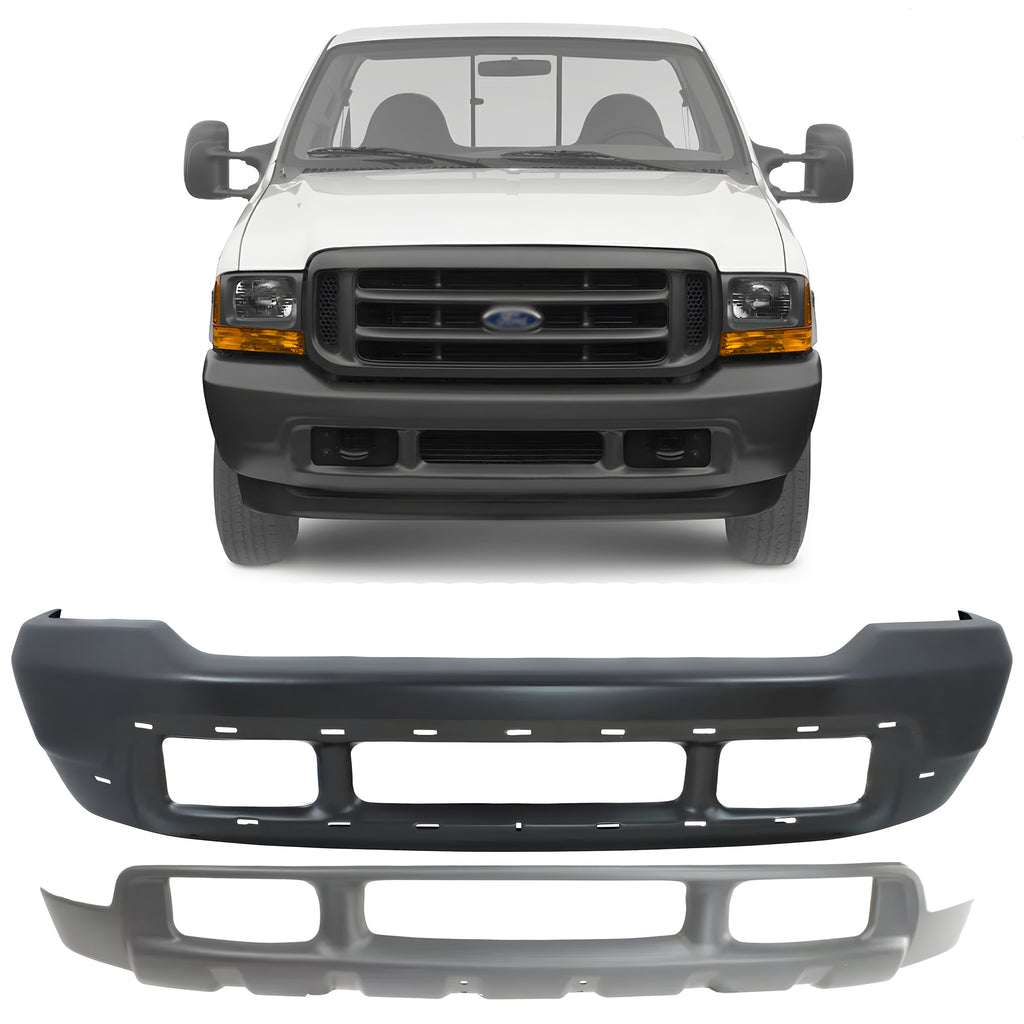 Front Bumper Primed & Valance Textured Kit For 1999-2004 Ford F-250 Super Duty and 350