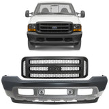 Front Bumper Primed & Grille Assembly Kit For 1999-2004 Ford F-250 Super Duty