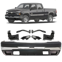 Load image into Gallery viewer, Front Bumper Chrome &amp; Brackets Kit For 2003-2007 Chevrolet Silverado 1500 2500 HD