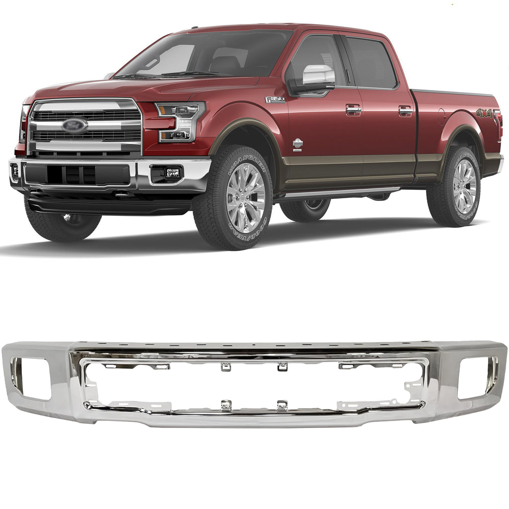 Front Bumper Face Impact Bar Chrome Steel For 2015-2017 Ford F-150 Truck