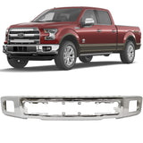 Front Bumper Face Impact Bar Chrome Steel For 2015-2017 Ford F-150 Truck