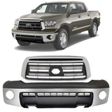 Front Bumper Chrome Steel & Bumper Cover Primed Kit For 2010-2013 Toyota Tundra