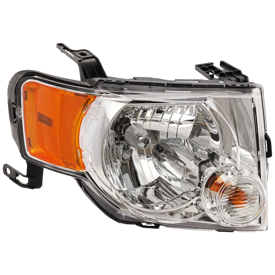 2008–2012 Ford Escape SUV Chrome Headlights Assembly W/ Amber Corner Lamps Pair | OEM Fit