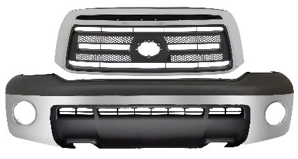 2010-2013 Toyota Tundra Front Bumper Chrome Steel & Bumper Cover Primed Kit | OEM Fit