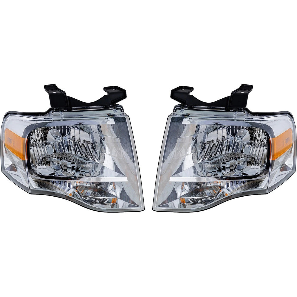 2007–2014 Ford Expedition Left & Right Headlights Halogen W/ Bulbs | OEM Fit