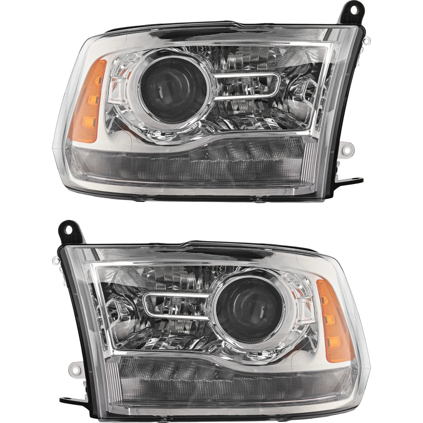 2013–2015 Ram 1500 / 2500 / 3500 Headlight Set Chrome | With Bulbs | OEM-Style Fit