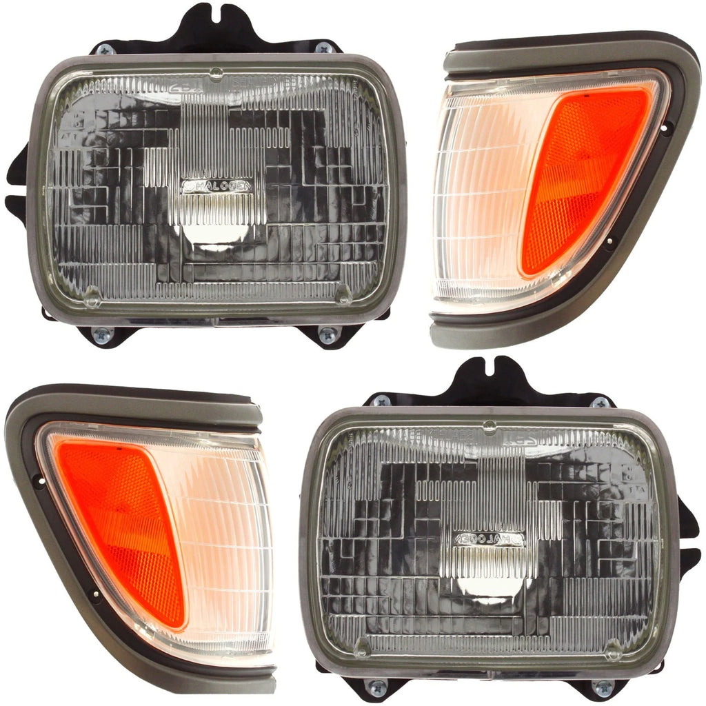 1995–1997 Toyota Tacoma Halogen Headlight Kit Left & Right Side Gray Trim | OEM Fit