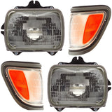 1995–1997 Toyota Tacoma Halogen Headlight Kit Left & Right Side Gray Trim | OEM Fit