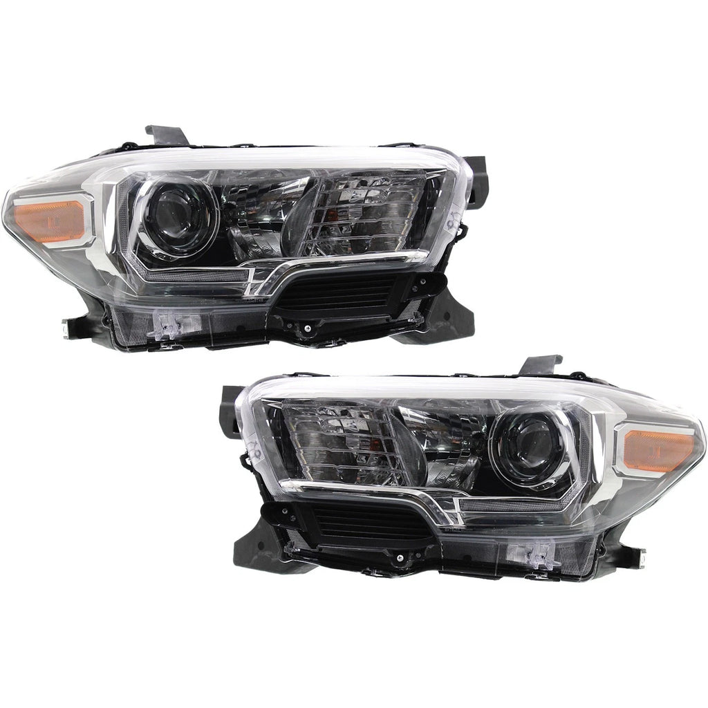 2016–2018 Toyota Tacoma Headlight Set Left & Right Black Housing 2Pc | OEM Fit