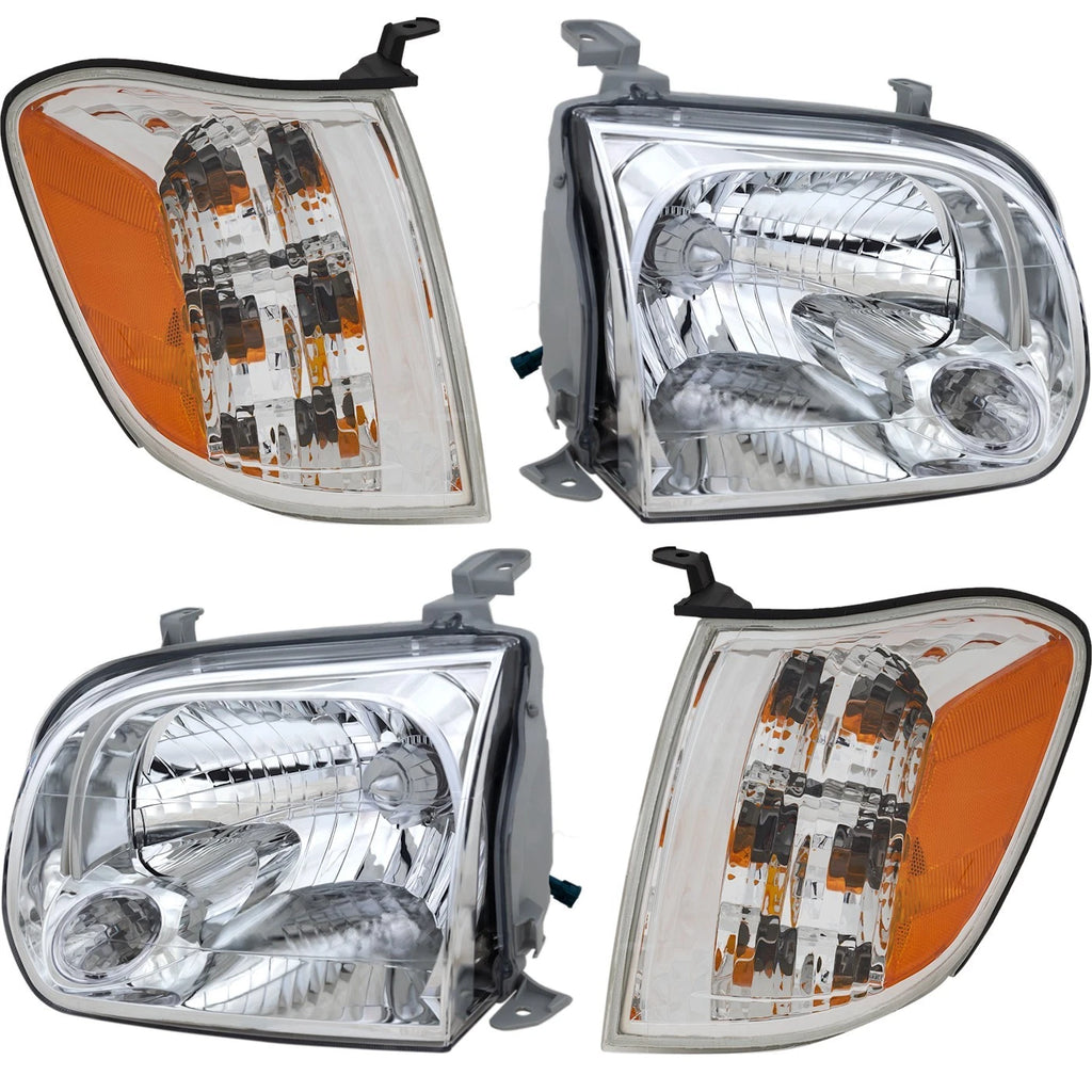2005–2006 Toyota Tundra Headlight and Turn Signal Set Left and Right Side Halogen for Crew Cab | OEM Fit