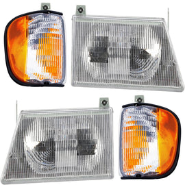 1992–2002 Ford E-150 / E-250 Econoline Headlight & Corner Light Kit 4Pc Set | OEM Fit