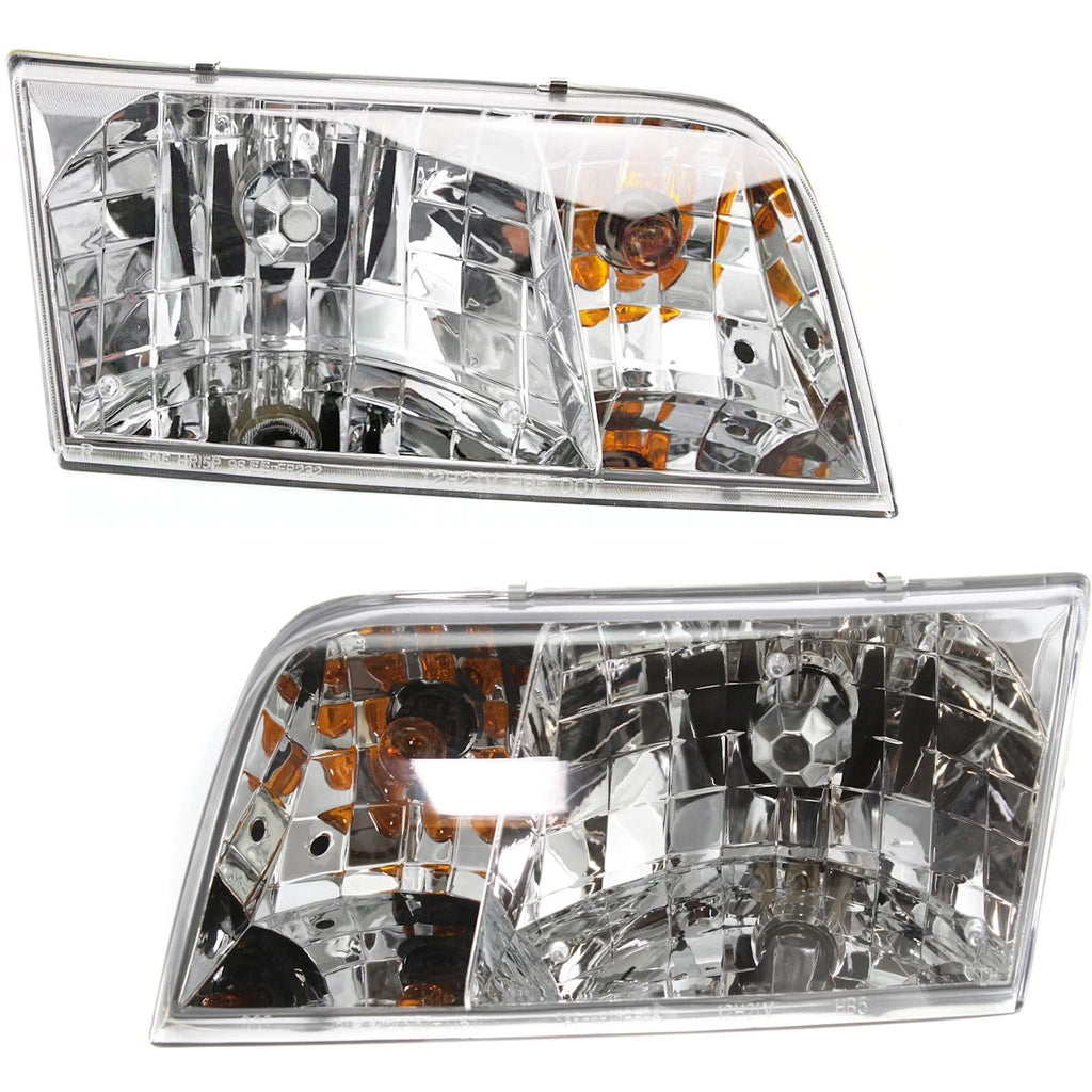 1998–2011 Ford Crown Victoria Headlight Set Left and Right Side Halogen w/ Bulb(s) (Set of 2) | OEM Fit